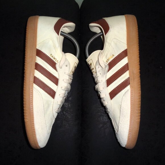 Adidas Sambas Originals OG Shoes in Cream / Preloved Brown - ID1447 Men's 9.5 - Picture 2 of 16